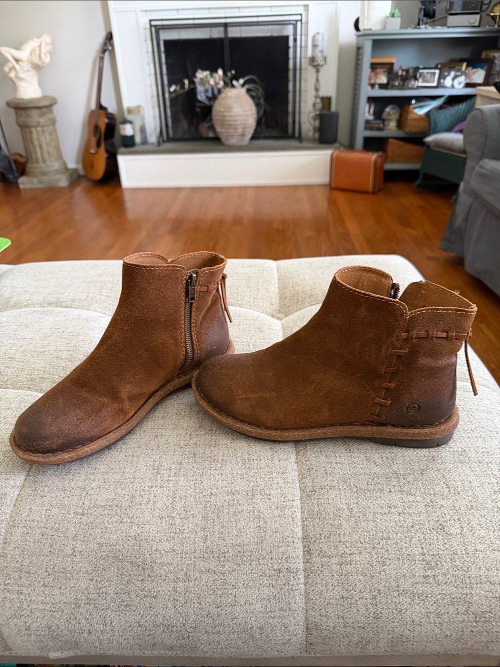 Born Tan Suede Ankle Boots with Side Zipper - Picture 2 of 11
